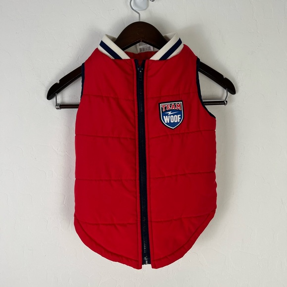 Vibrant Other - Vibrant Life Dog Apparel Size M Zip Up Jacket Red Team Woof